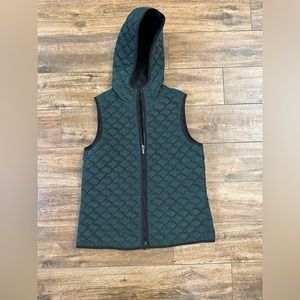 Lafayette 148 Green Hooded Puffer Quilted Vest with Zipper Small
